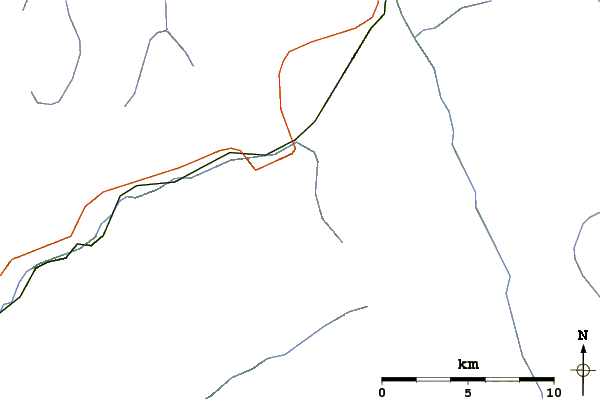 Roads and rivers around Mount Abbott (British Columbia)