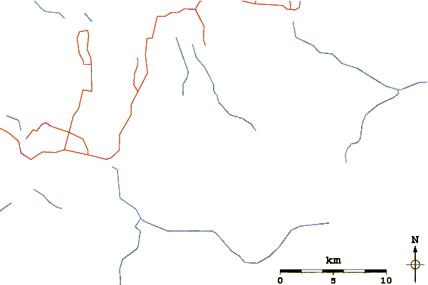 Roads and rivers around Mount Adams, New Zealand