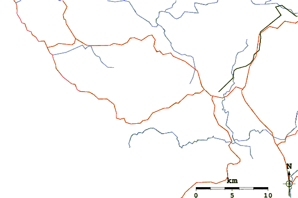 Roads and rivers around Mount Agnew