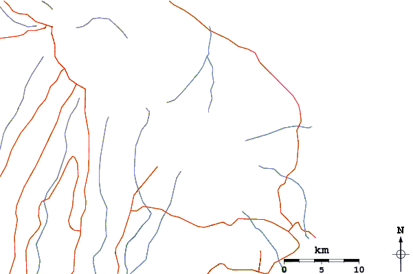 Roads and rivers around Mount Agung