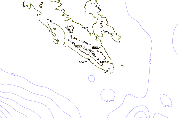 Mountain peaks around Mount Ainos