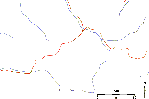 Roads and rivers around Mount Aka (Daisetsuzan)