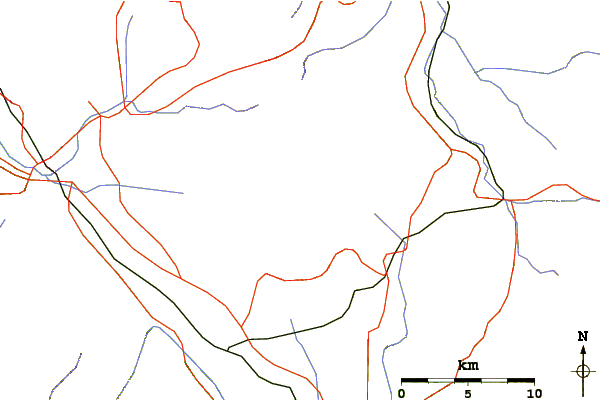 Roads and rivers around Mount Aka (Yatsugatake)