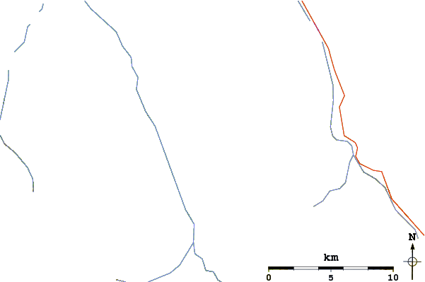 Roads and rivers around Mount Alberta