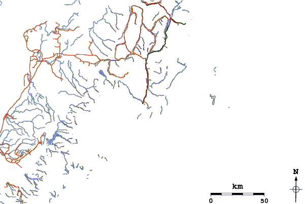 Roads and rivers around Mount Alice