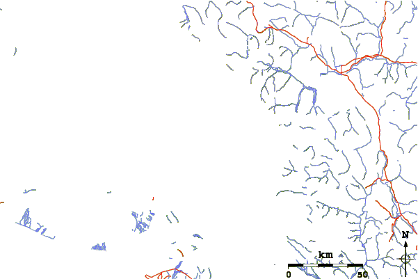 Roads and rivers around Mount Alverstone