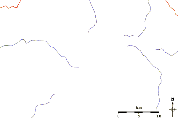 Roads and rivers around Mount Ansel Adams