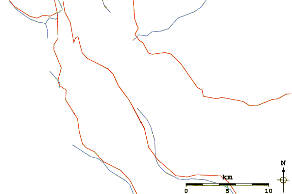 Roads and rivers around Mount Arethusa