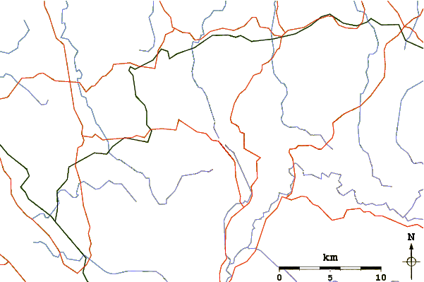 Roads and rivers around Mount Arthur (Tasmania)