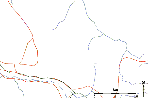 Roads and rivers around Mount Ashwood (Bonanza Range)