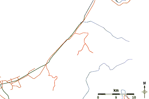 Roads and rivers around Mount Augustus, New Zealand