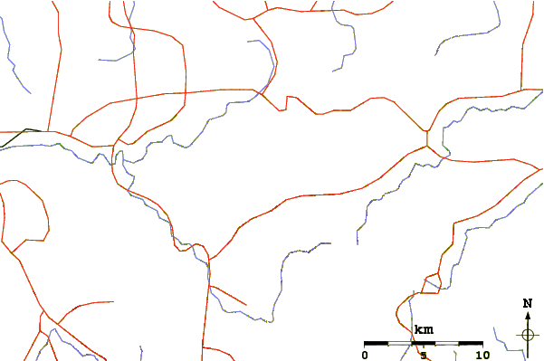 Roads and rivers around Mount Azami