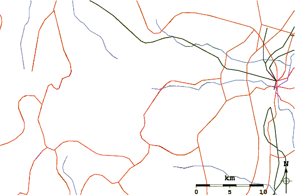 Roads and rivers around Mount Azuma