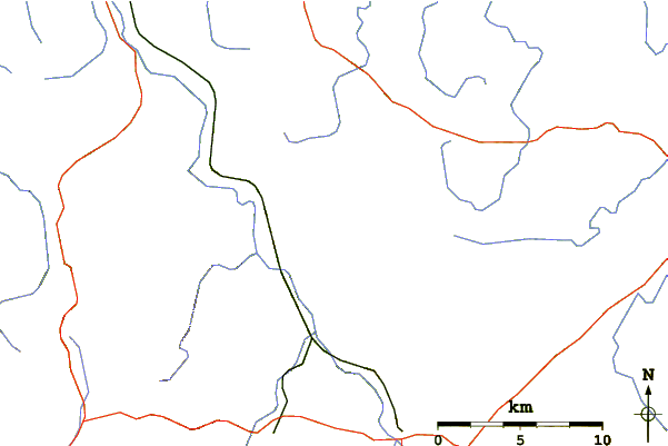 Roads and rivers around Mount Baigura