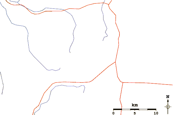 Roads and rivers around Mount Bailey