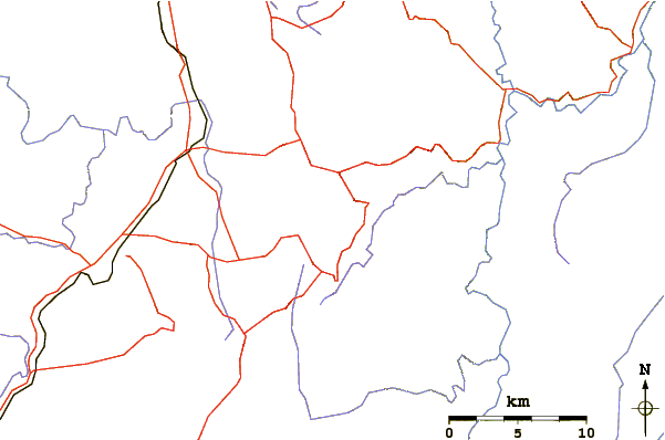 Roads and rivers around Mount Bajimba