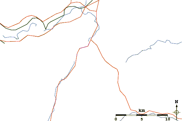 Roads and rivers around Mount Baldy