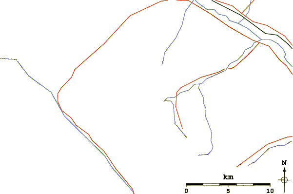 Roads and rivers around Mount Ball