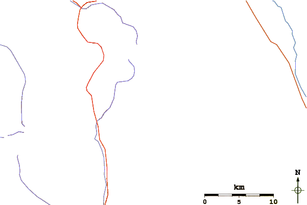 Roads and rivers around Mount Barnard