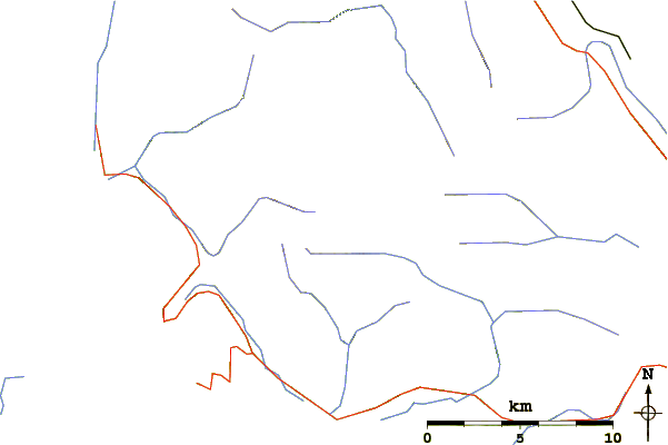 Roads and rivers around Mount Bate