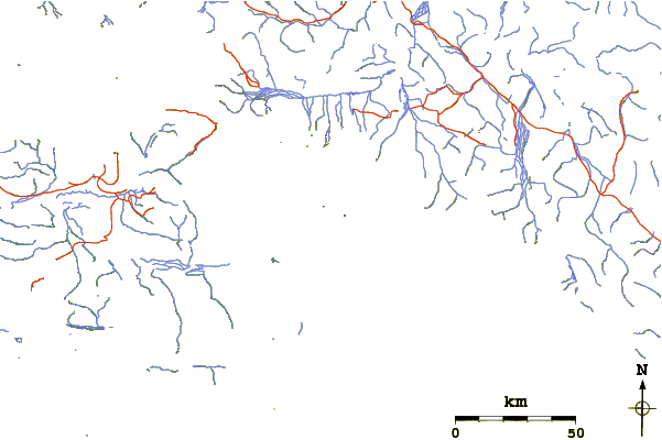 Roads and rivers around Mount Bear