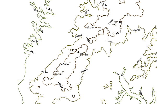 Mountain peaks around Mount Bebetsu