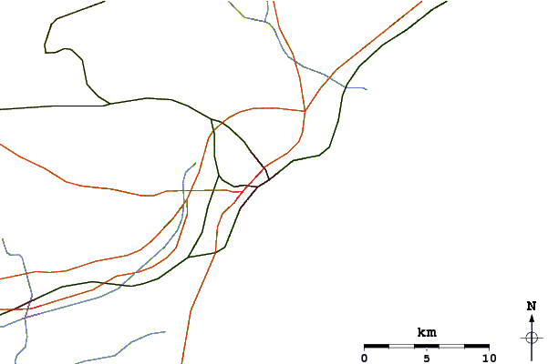 Roads and rivers around Mount Benacantil