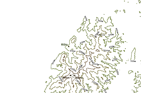 Mountain peaks around Mount Benarat