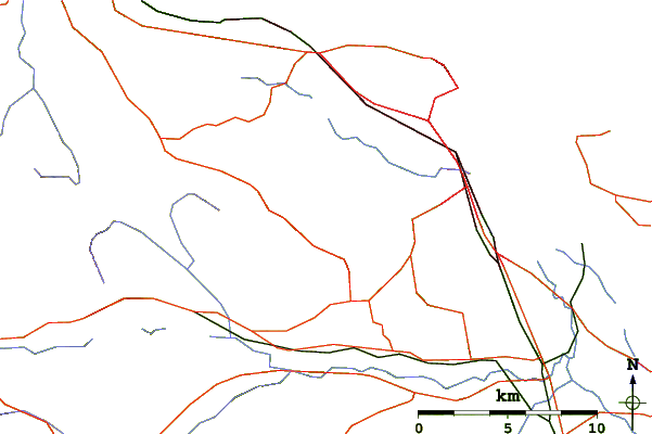 Roads and rivers around Mount Benson (British Columbia)