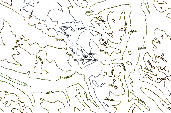 Mountain peaks around Mount Bess