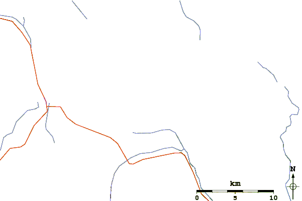 Roads and rivers around Mount Bigelow (Maine)