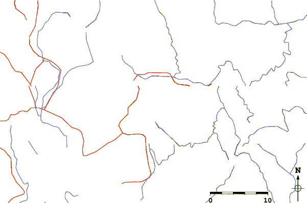 Roads and rivers around Mount Bintuod