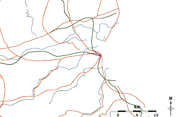 Roads and rivers around Mount Bizan