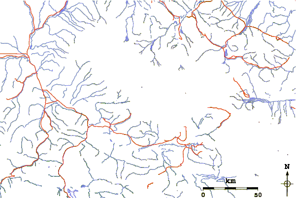 Roads and rivers around Mount Blackburn