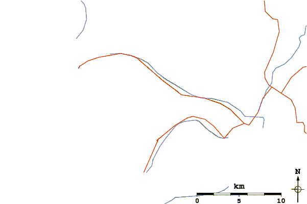 Roads and rivers around Mount Blakiston