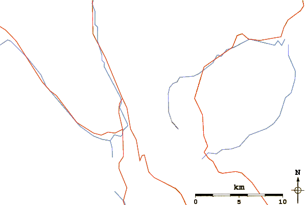 Roads and rivers around Mount Blane