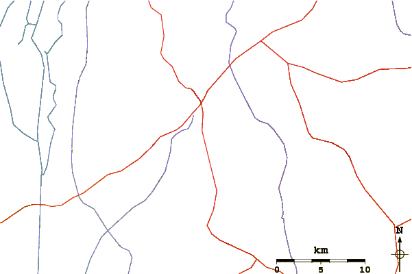 Roads and rivers around Mount Bnei Rasan