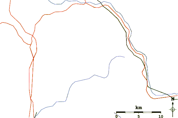 Roads and rivers around Mount Bond
