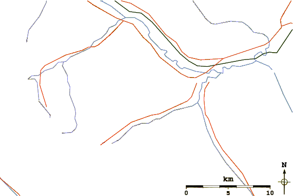 Roads and rivers around Mount Bourgeau