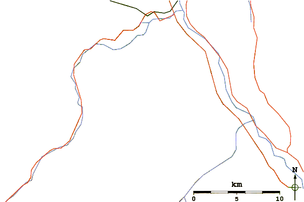 Roads and rivers around Mount Brew (Lillooet Ranges)