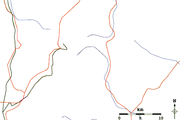 Roads and rivers around Mount Bross