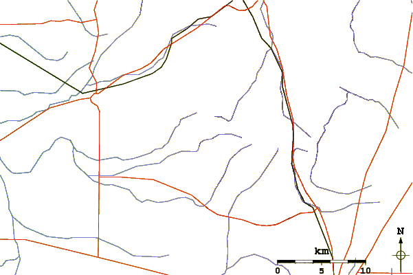 Roads and rivers around Mount Bryan