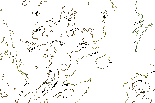 Mountain peaks around Mount Bulut