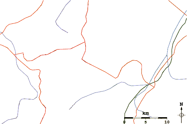 Roads and rivers around Mount Bulut