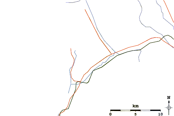 Roads and rivers around Mount Burgess