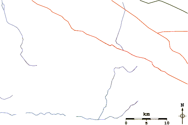 Roads and rivers around Mount Burnham