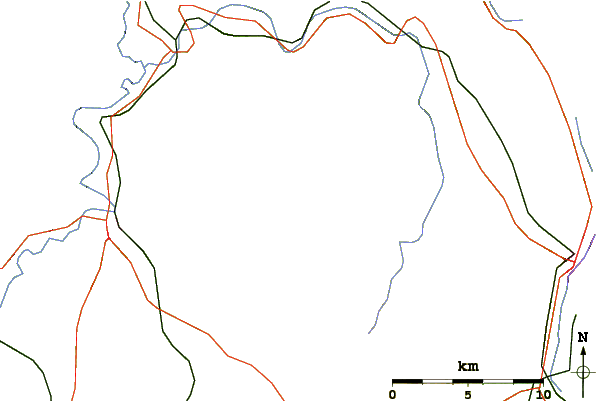 Roads and rivers around Mount Cabot