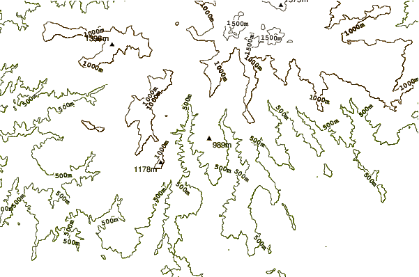 Mountain peaks around Mount Cabrebald