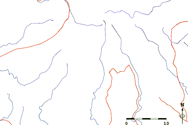 Roads and rivers around Mount Cabrebald