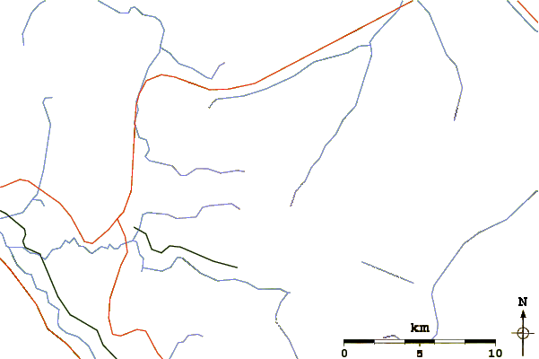 Roads and rivers around Mount Cain